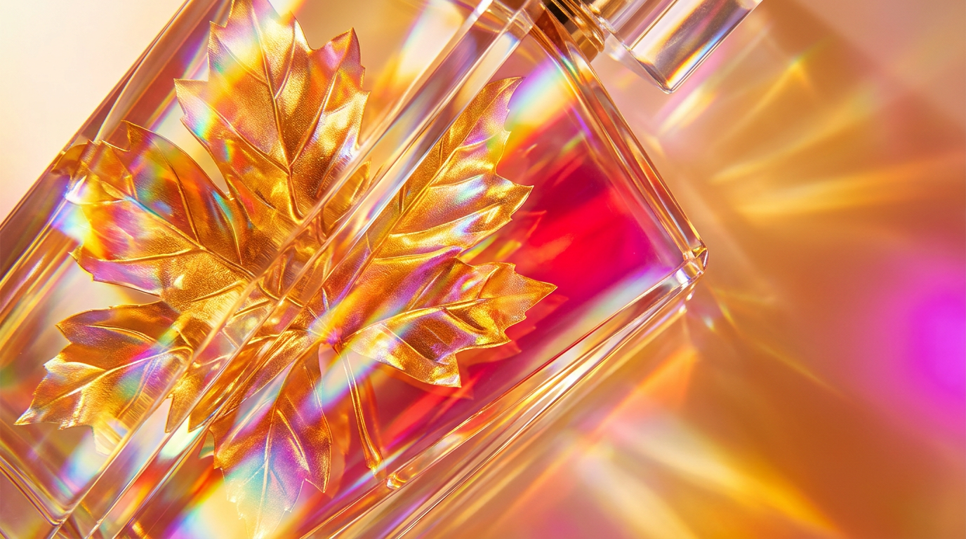 Crisp autumn leaves and golden sunlight reflecting autumnal fragrance vibes