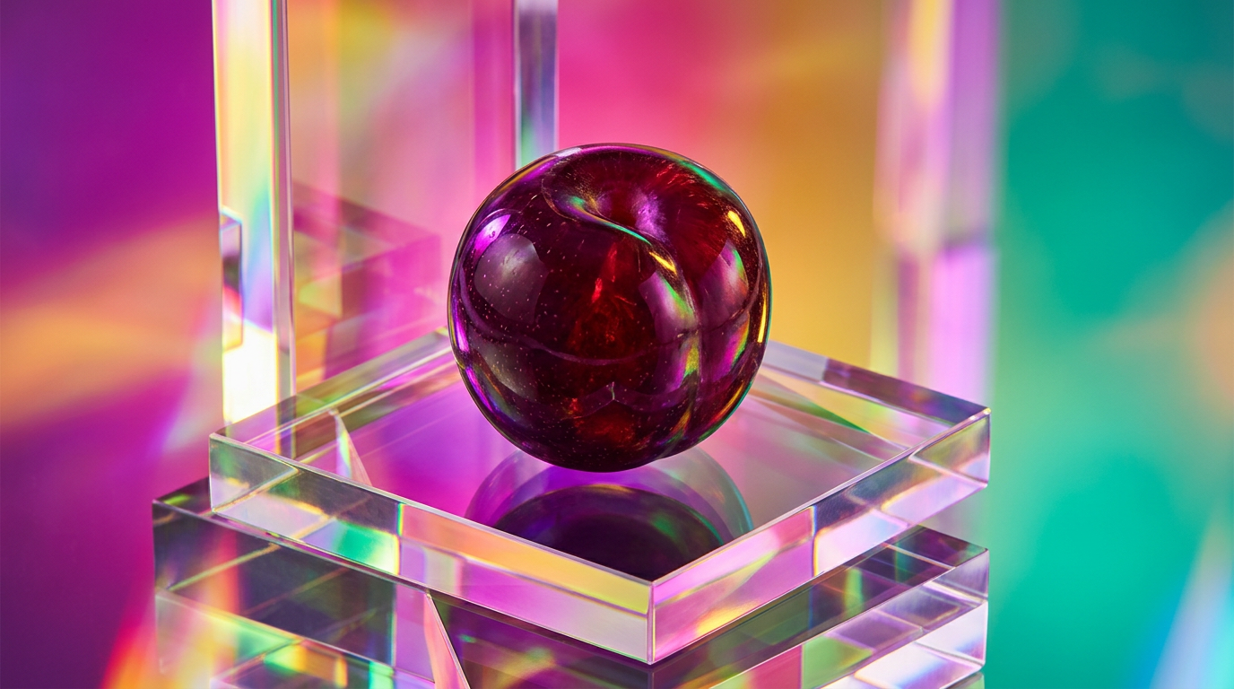 An atmospheric display of deep purple plums and luxury perfume bottles representing the oriental plum scent family