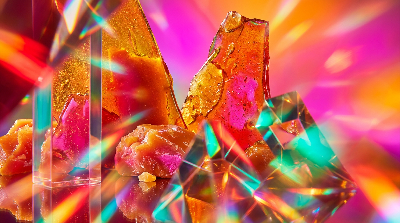 A decadent swirl of golden caramel and fragrance ingredients