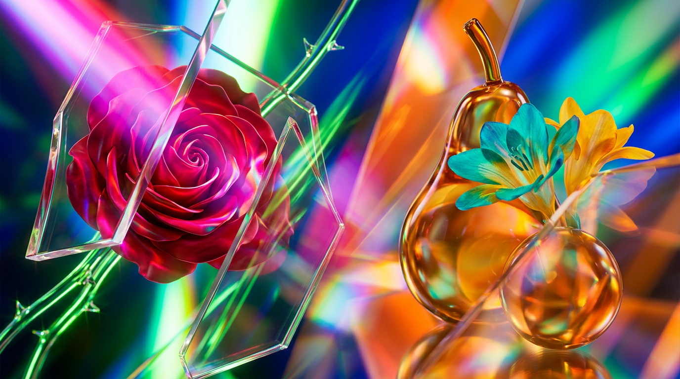 A beautiful arrangement of wild roses and autumn pears representing the fragrance comparison