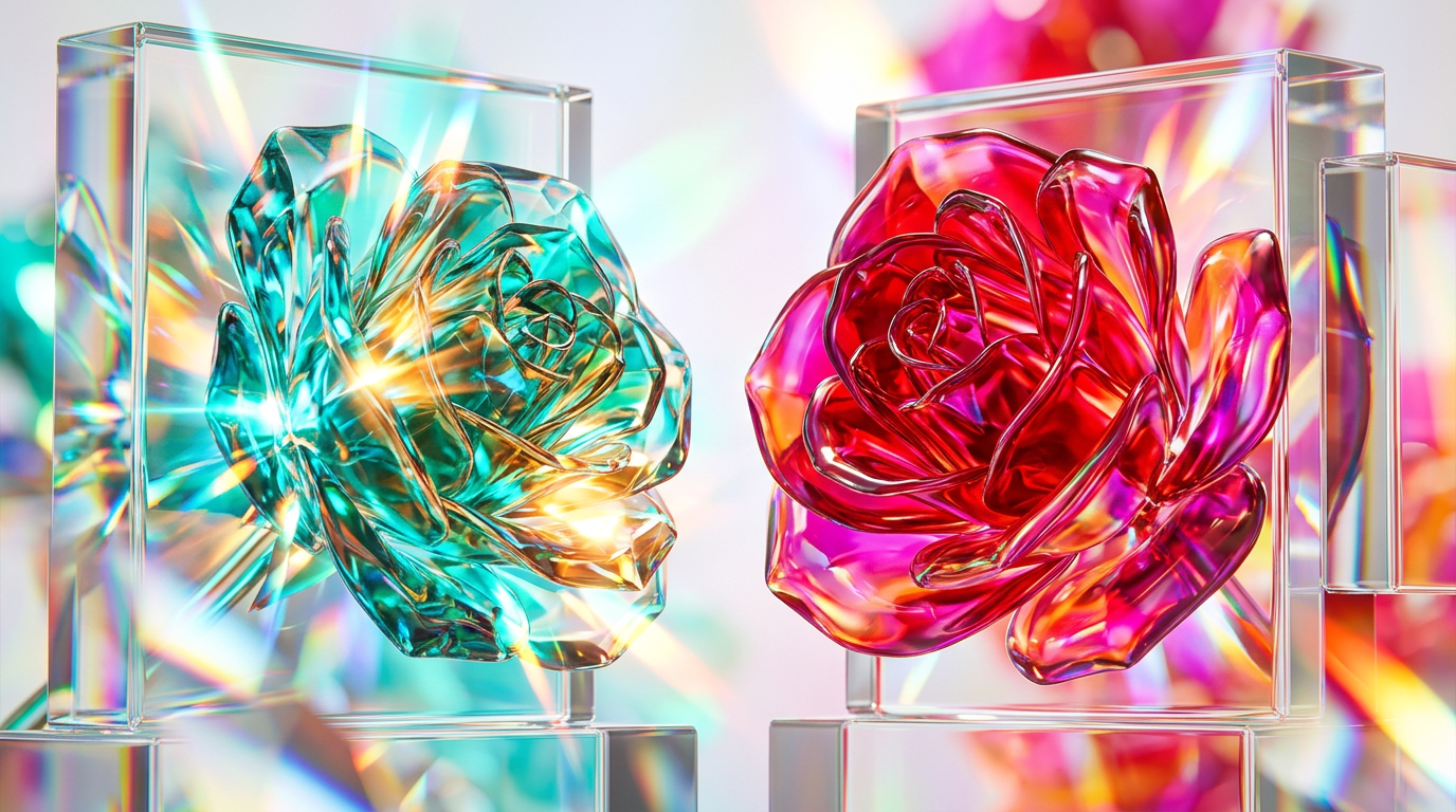 Luxury rose perfume bottles on a marble surface