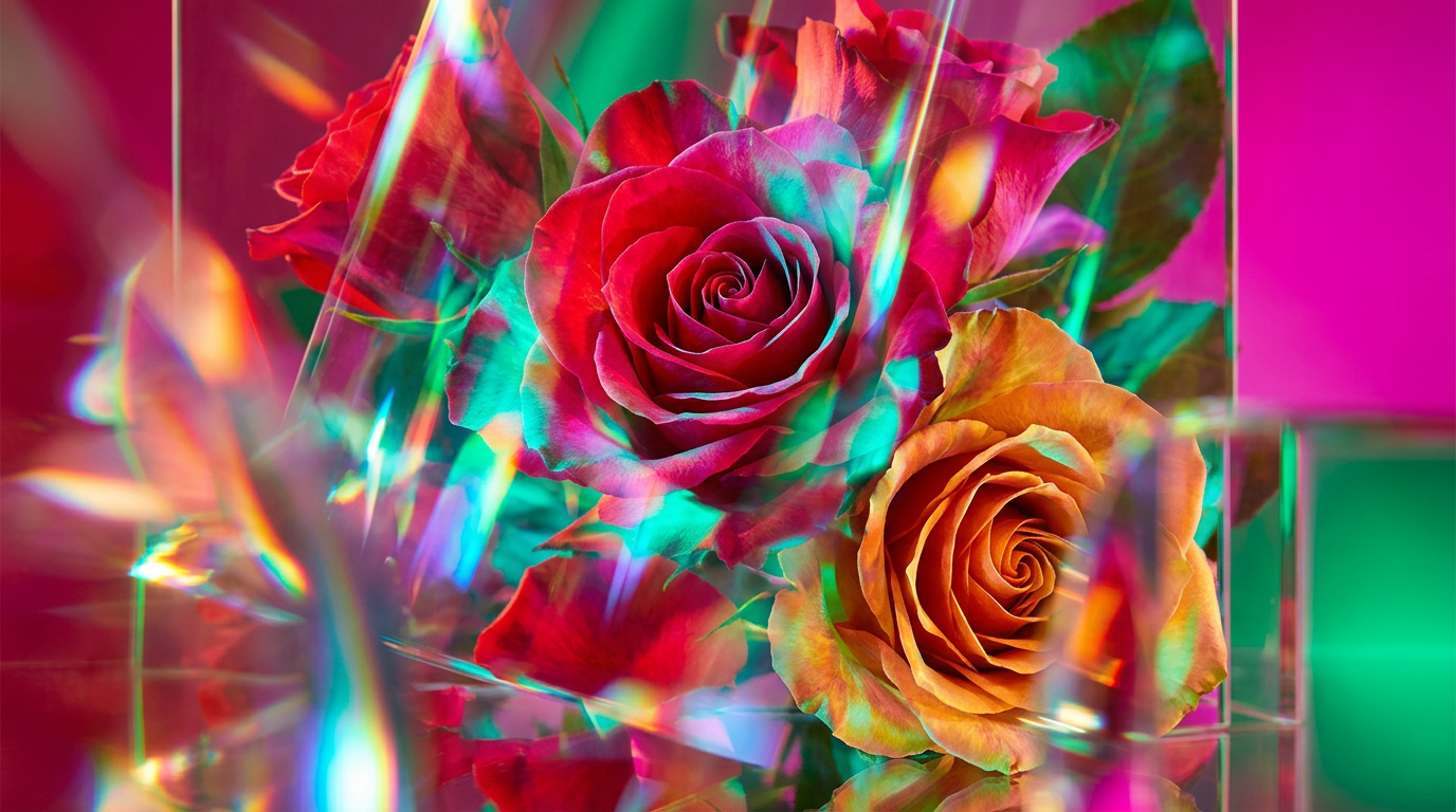 Comparison of luxury rose perfumes on a marble vanity