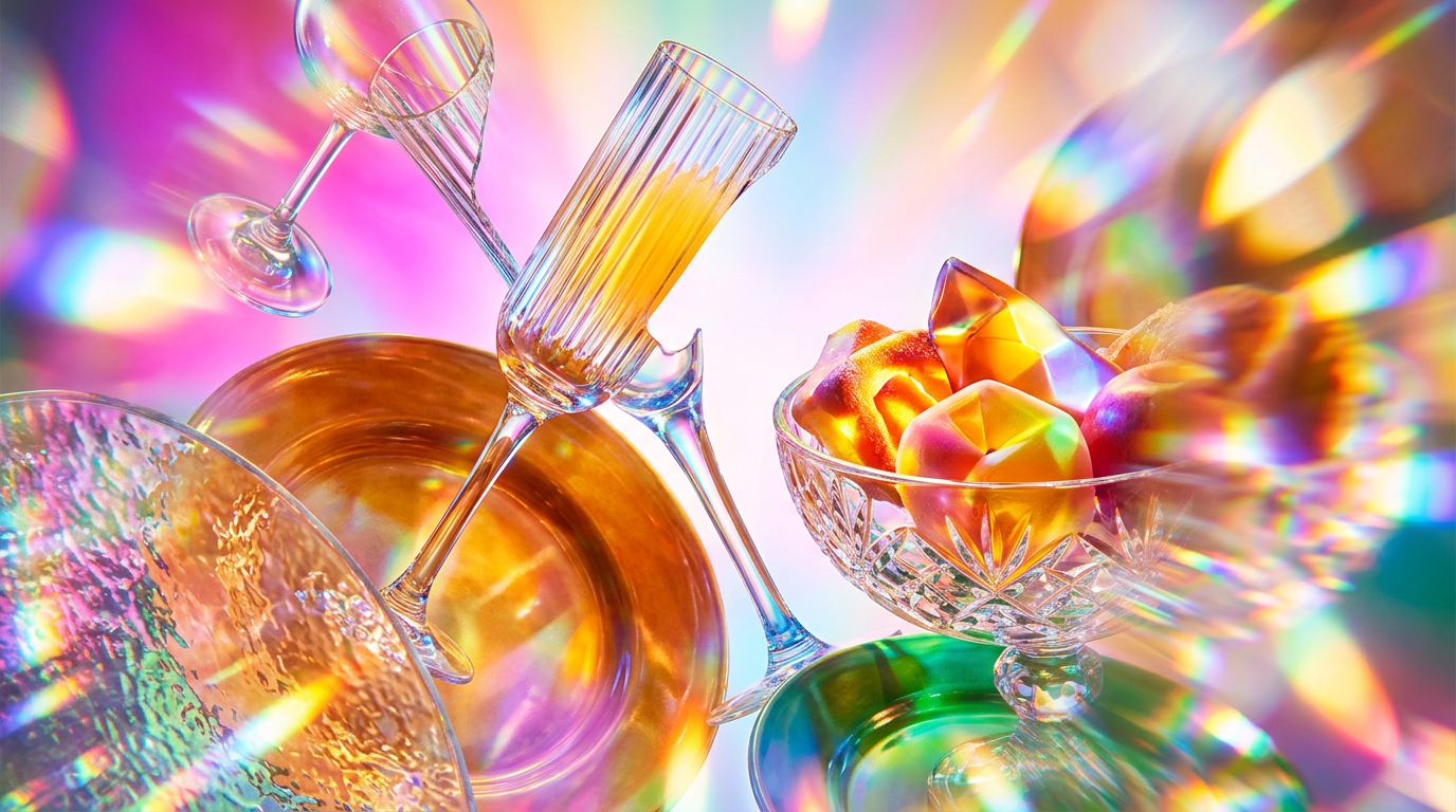 Friends enjoying brunch with elegant fragrance bottles on the table