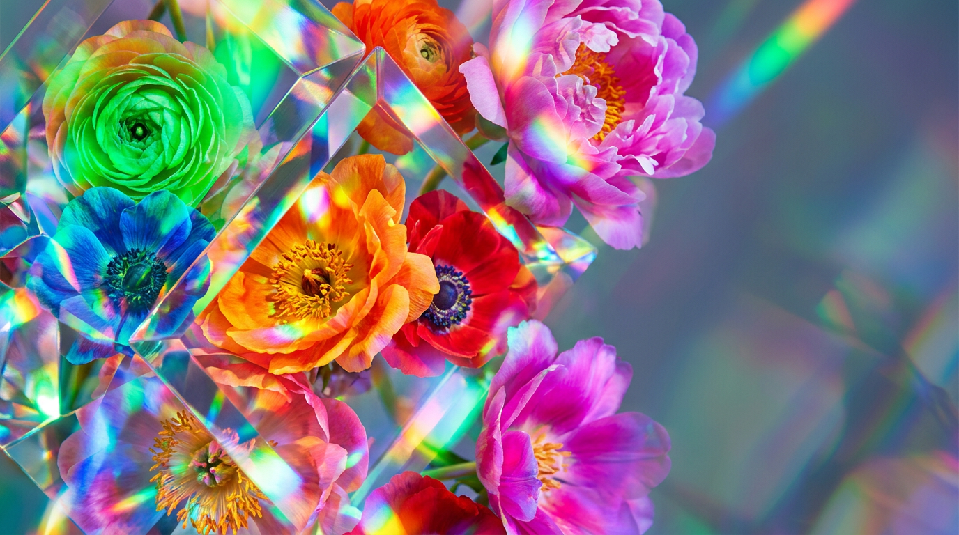 A collection of fresh and floral spring perfumes on a sunlit background