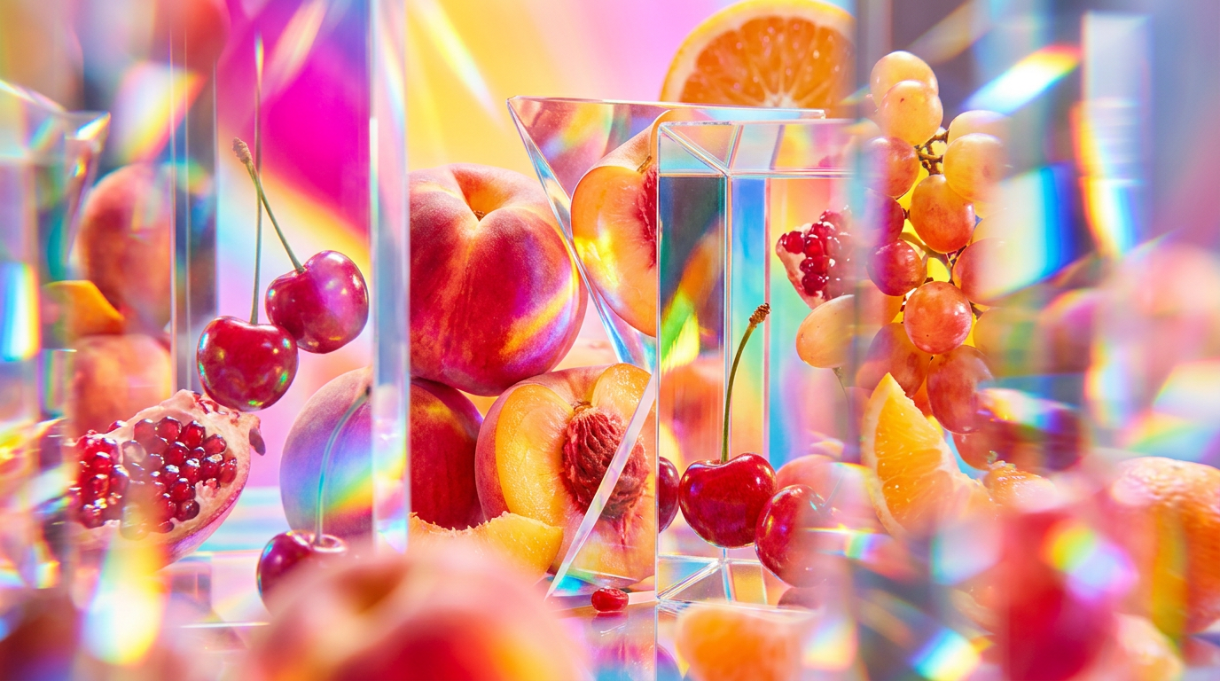A collection of vibrant fruity perfumes reflecting summer sunshine