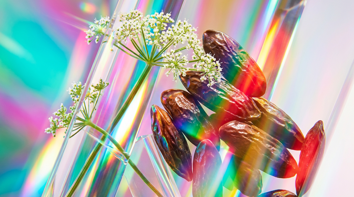 A dreamy display of Tonka Angelica fragrance with soft floral and almond notes