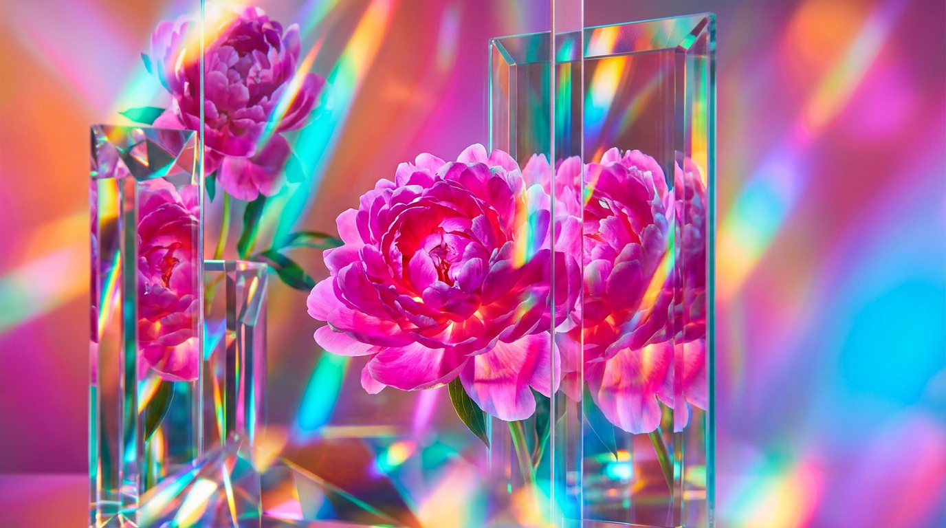 A lush garden of pink peonies in the morning dew