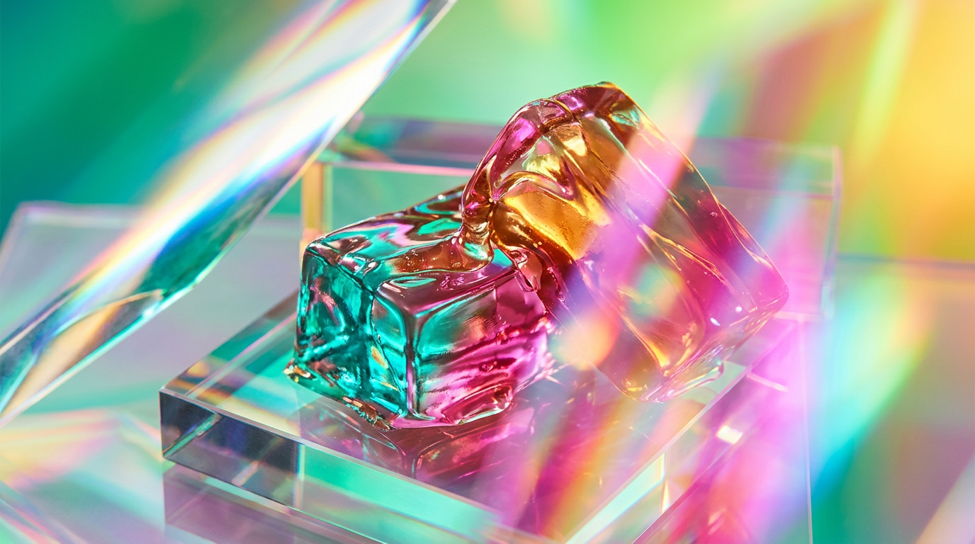 An artistic representation of golden caramel swirling with crystalline sea salt and botanical elements