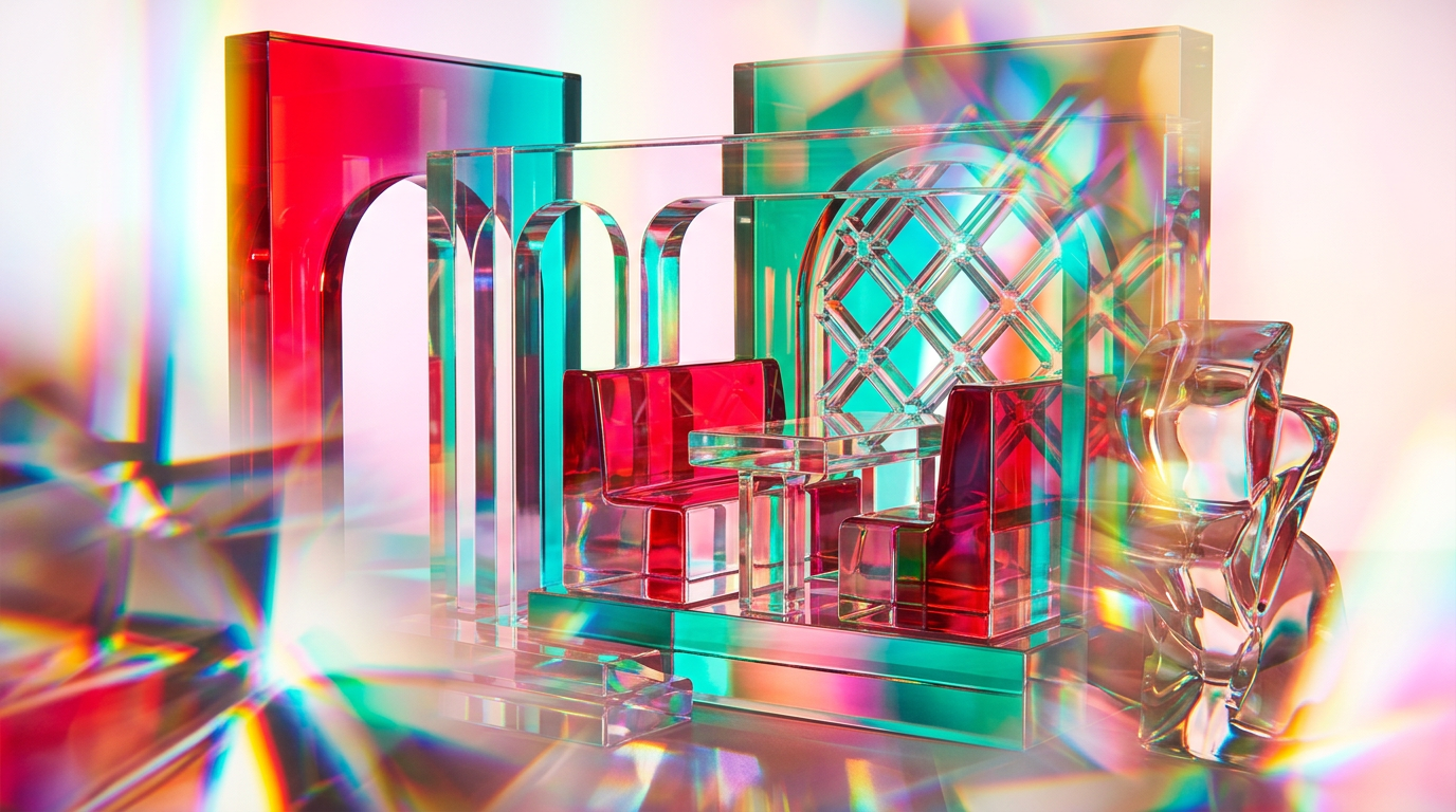 Romantic evening setting with glowing lights and perfume bottles