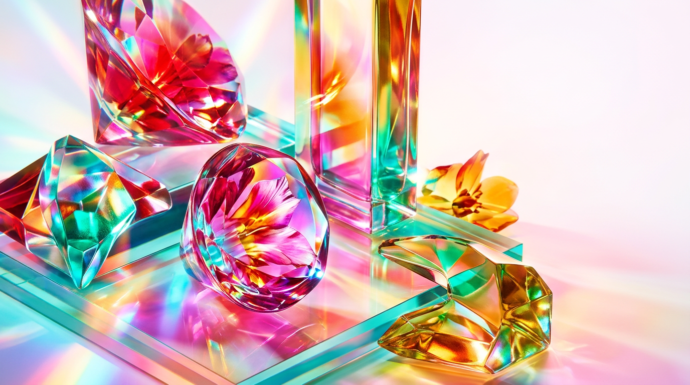 A vibrant and artisanal perfume bottle surrounded by fresh botanical ingredients