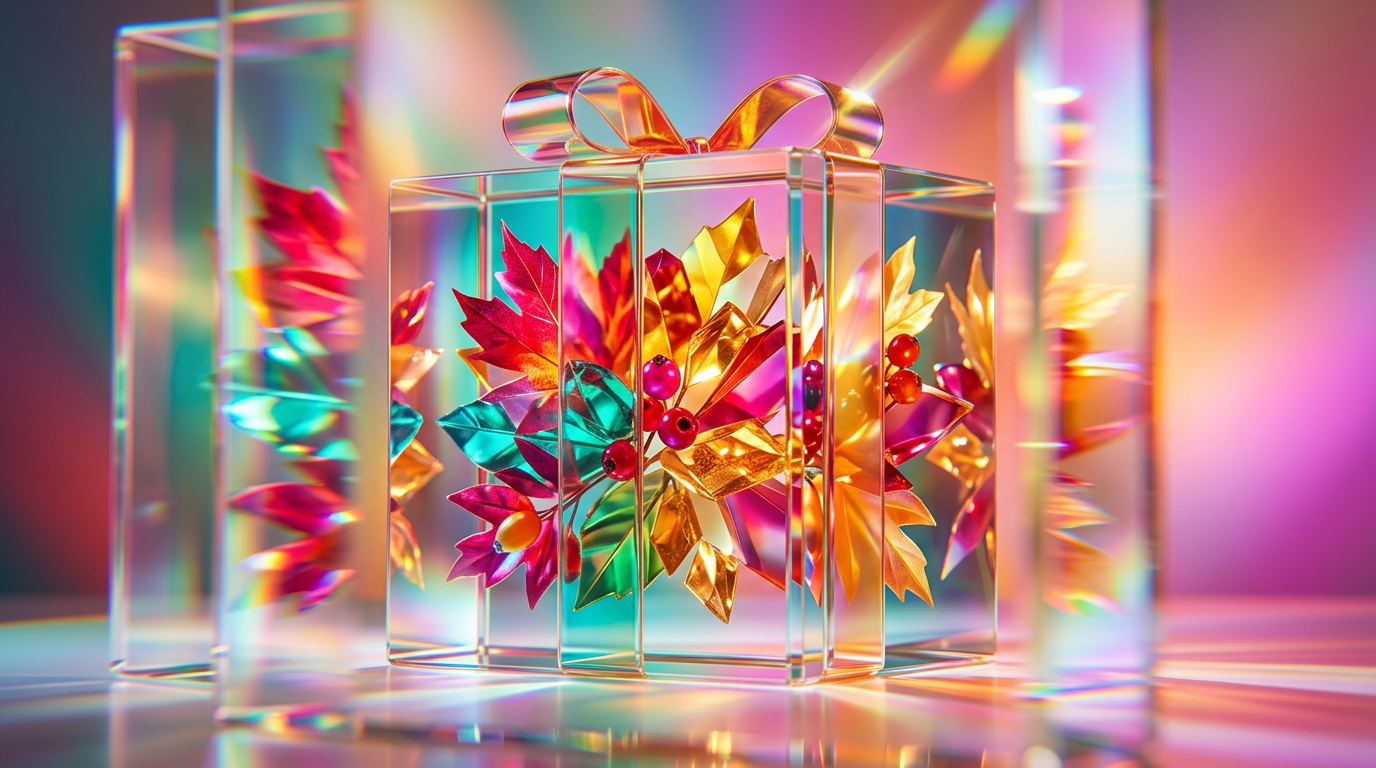 Luxury autumn perfume bottles on a wooden table with fall leaves