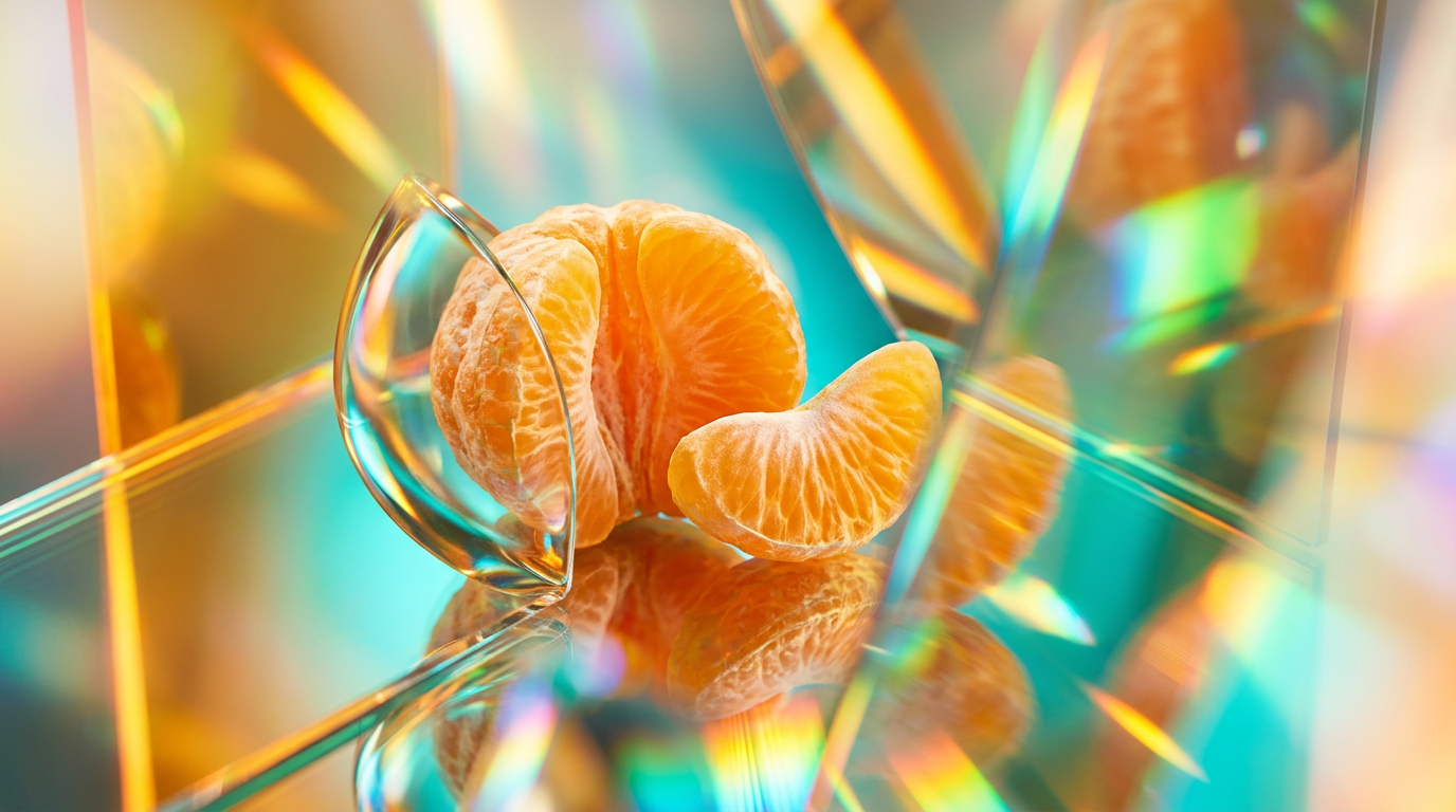 Mandarin orange and fresh citrus fragrance flat lay