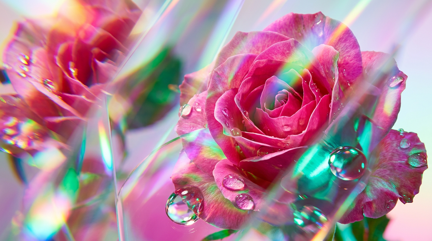 Fresh pink roses covered in morning dew