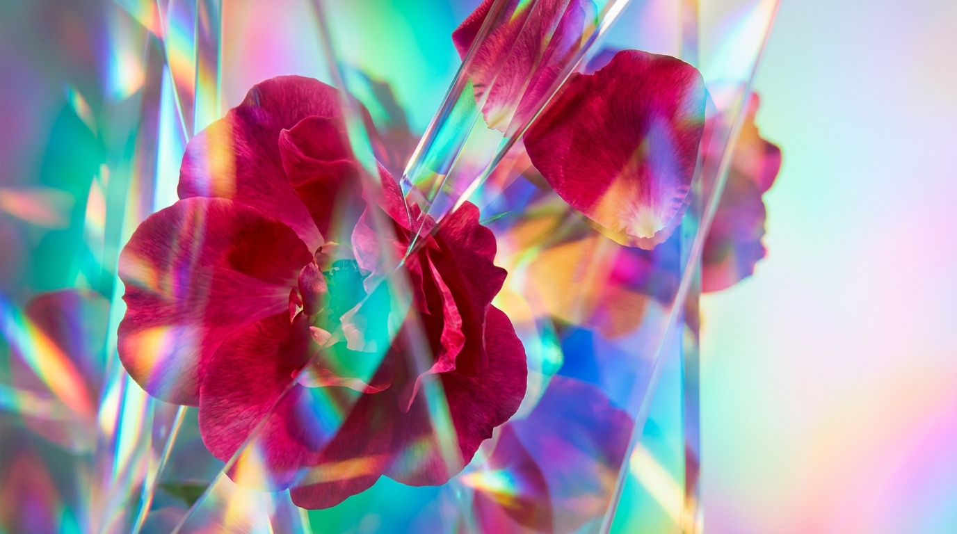 An artistic comparison of wild roses and luxury perfume bottles