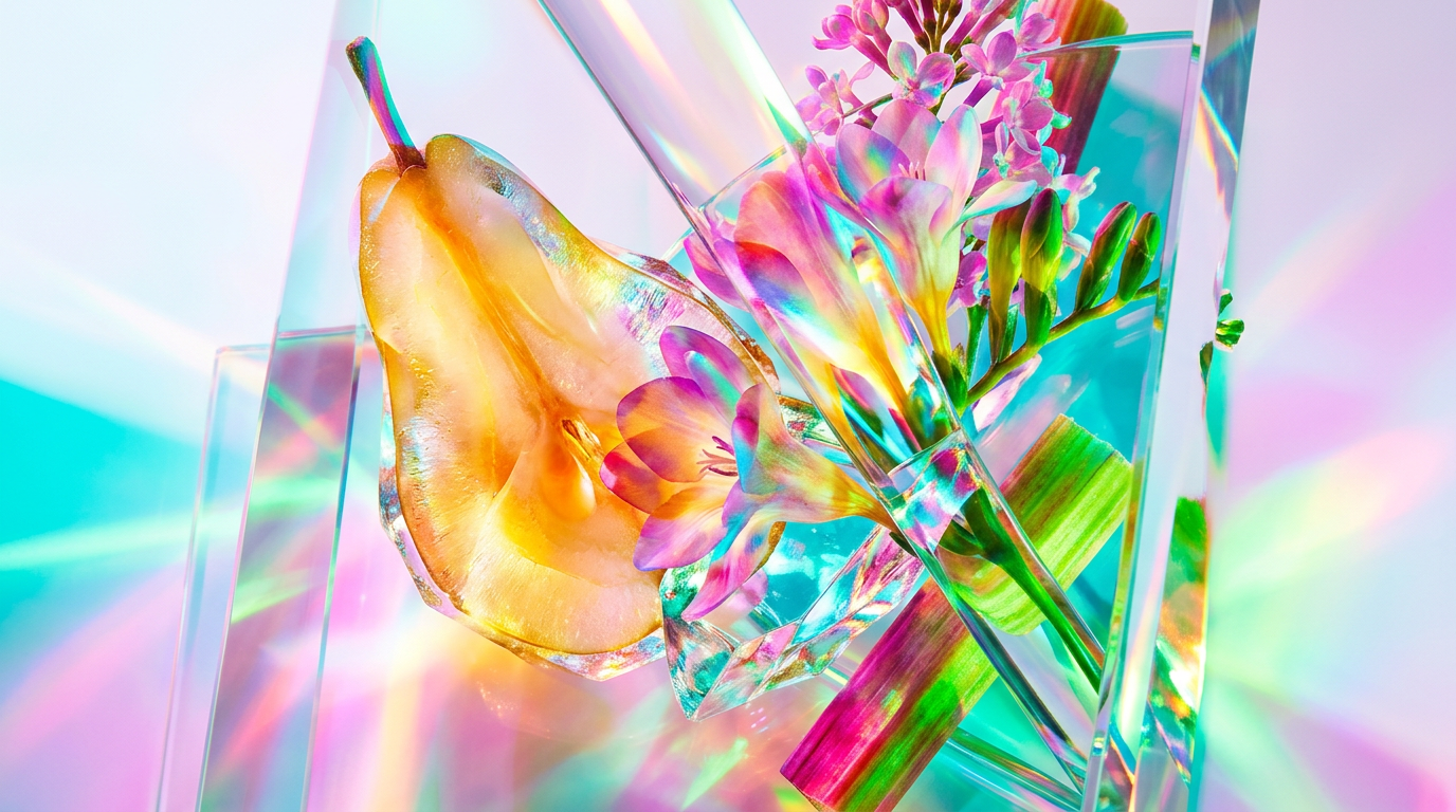 Luxury perfume bottles set against a British garden backdrop