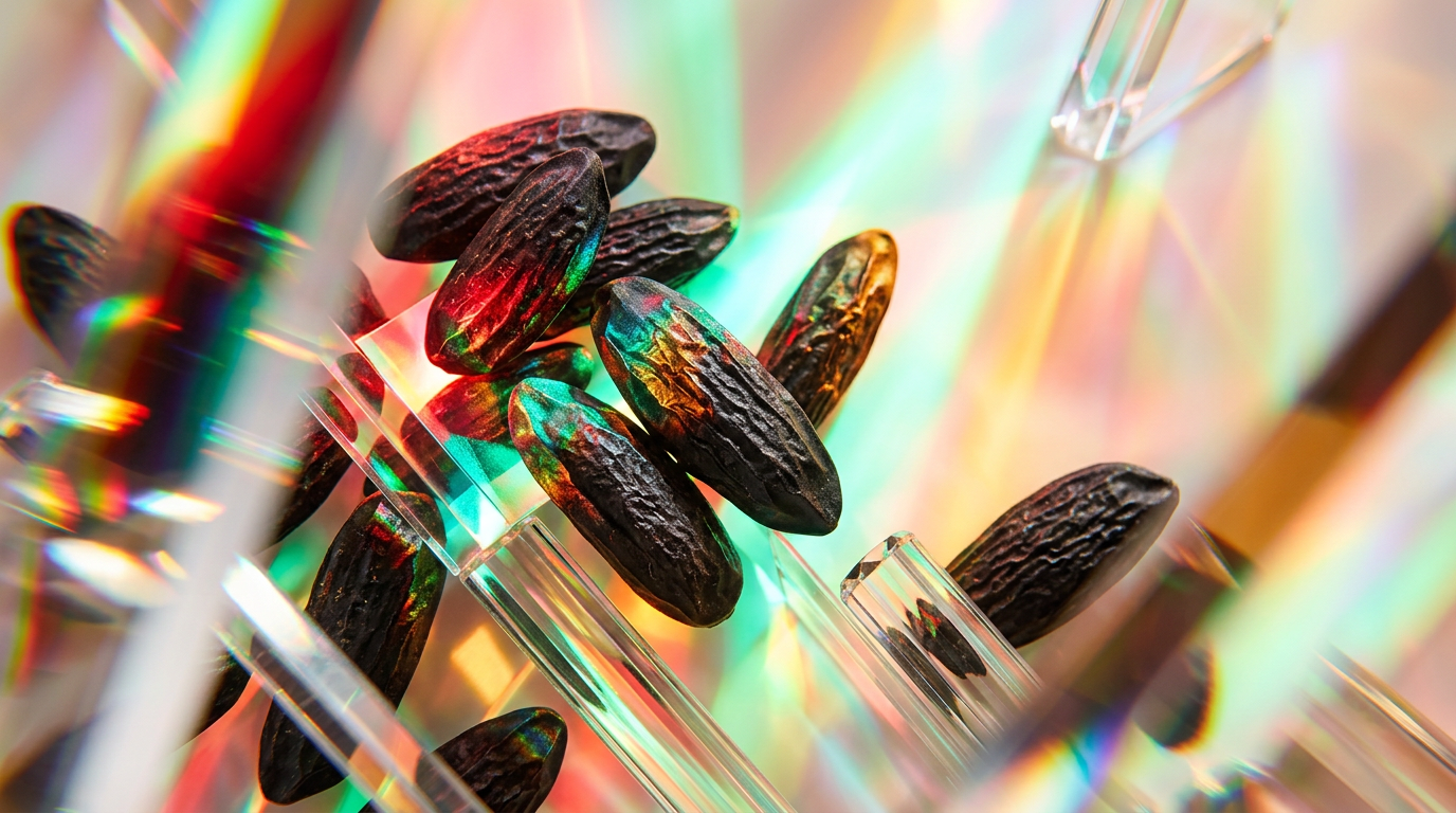 An artistic representation of tonka beans and aromatic spices in a luxury setting