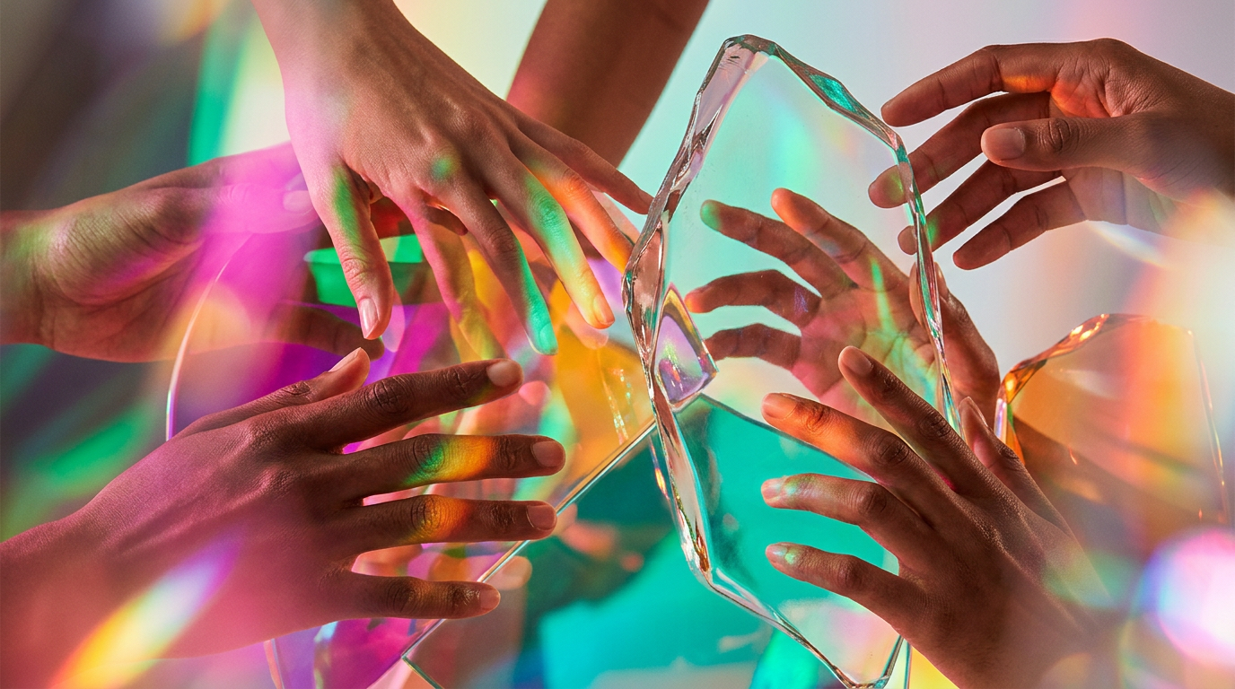 An artistic arrangement of perfume ingredients and laboratory glassware