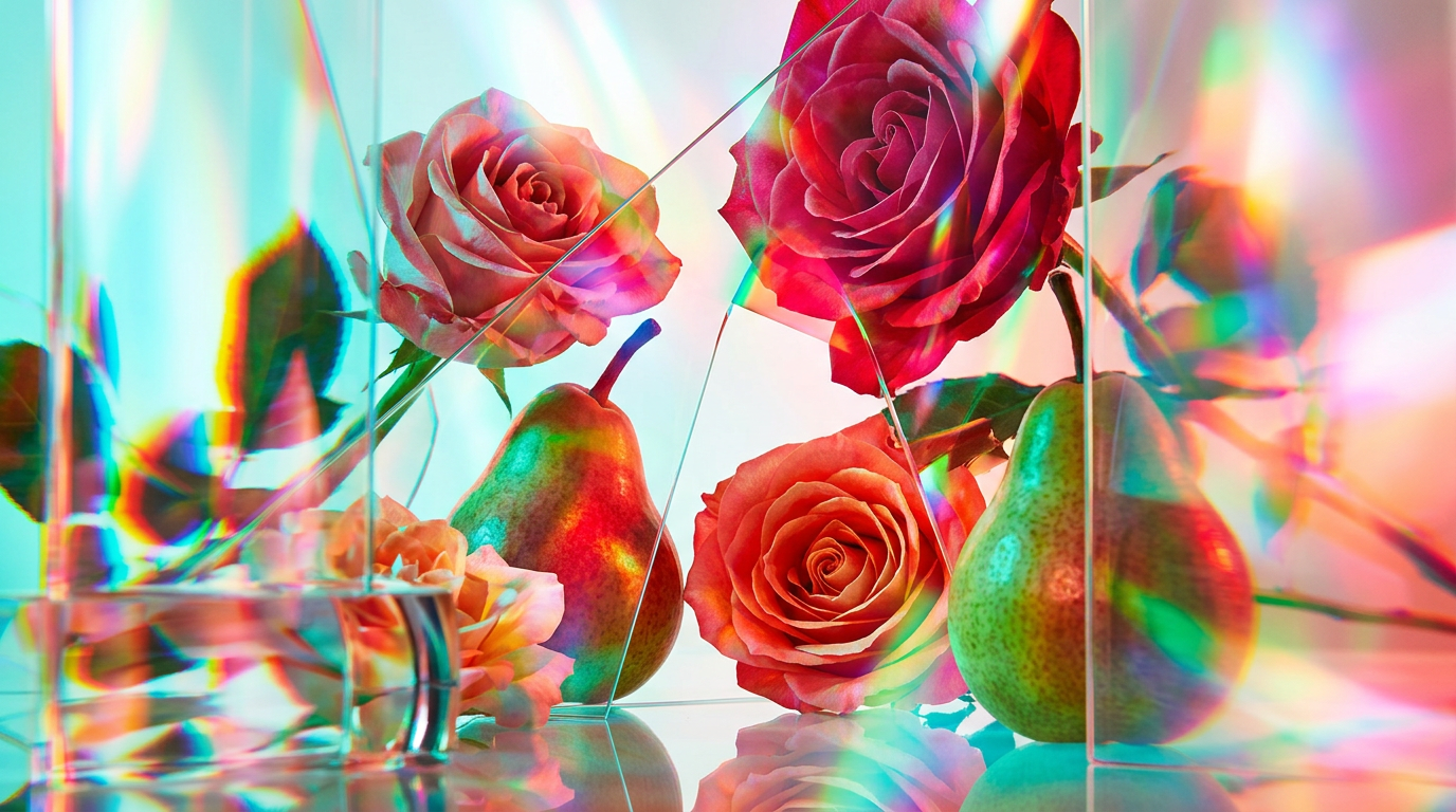 Luxury perfume bottles and autumnal floral arrangements