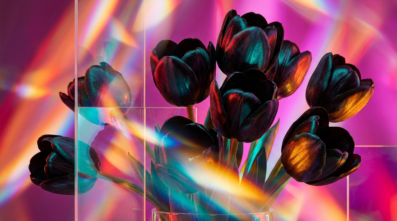 Black Tulip fragrance bottle in an elegant setting
