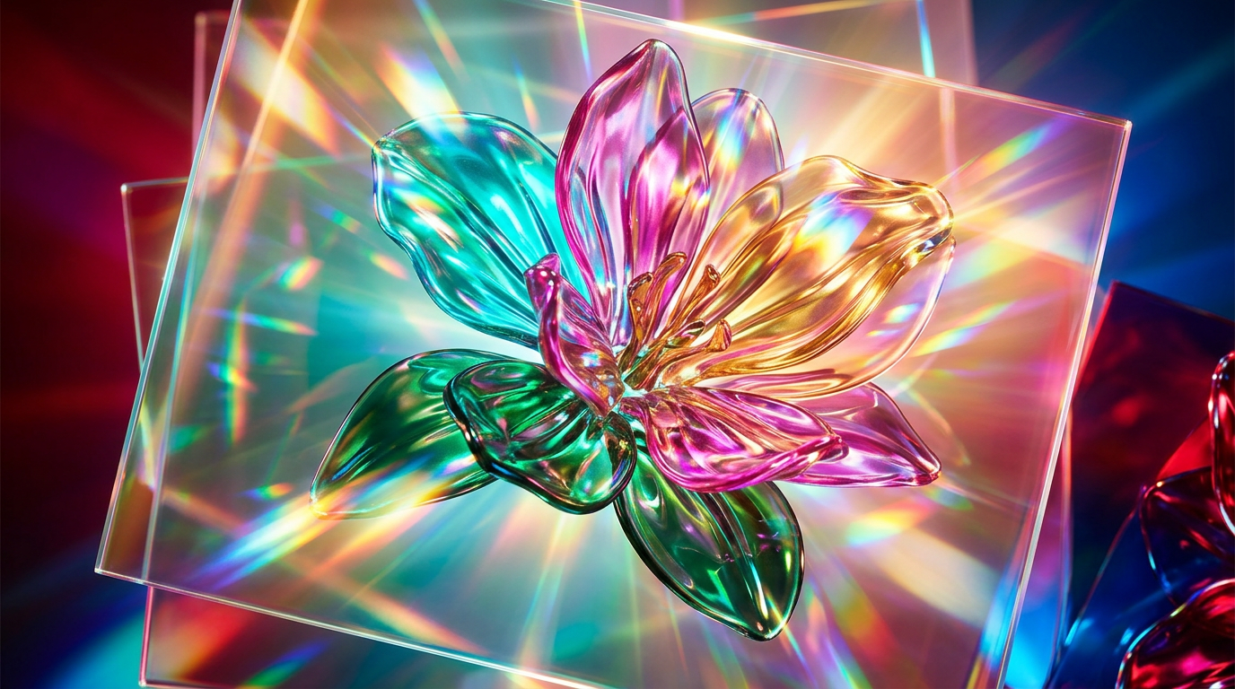 An artistic representation of modern floral fragrances with dewy petals and mineral elements