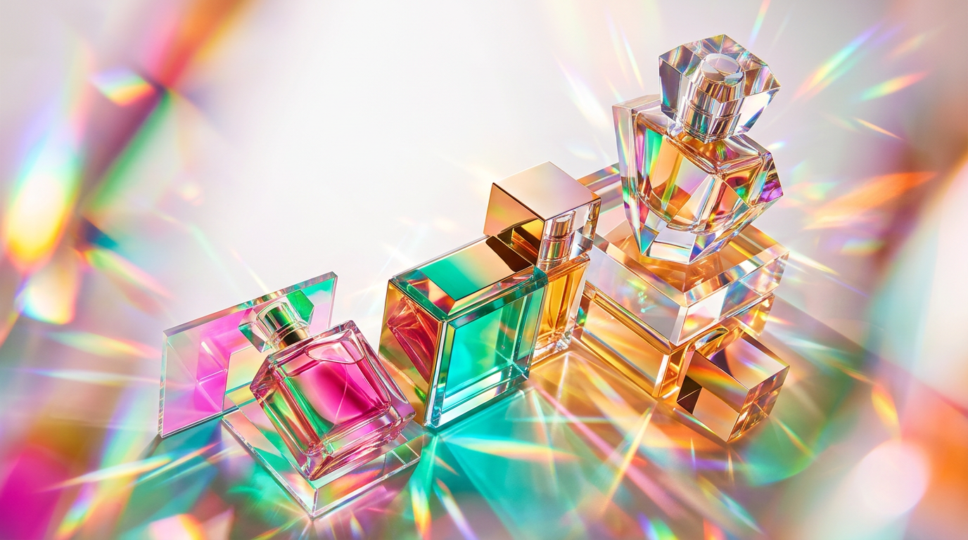 Luxury fragrance bottles arranged elegantly for gifting