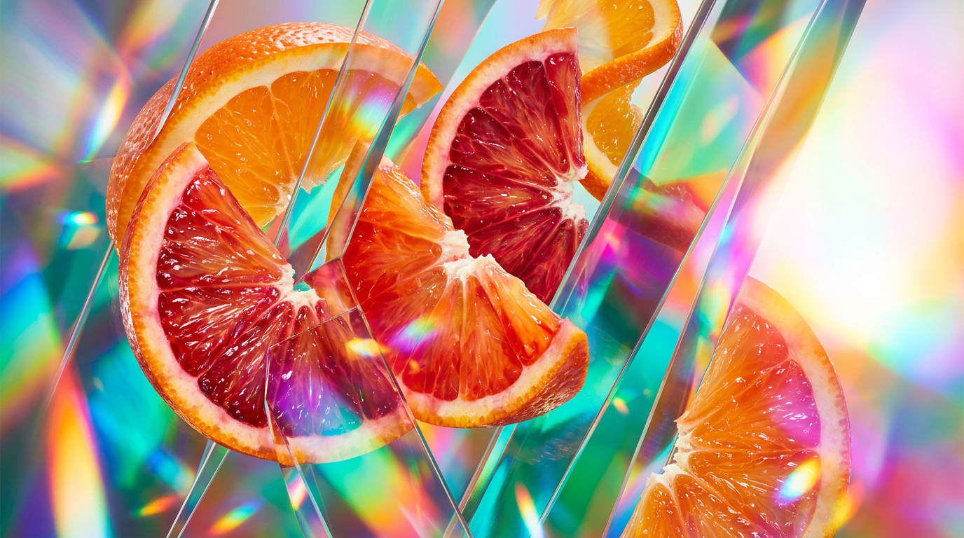 A collection of citrus perfumes including Shay & Blue Blood Oranges and Atelier Cologne Orange Sanguine