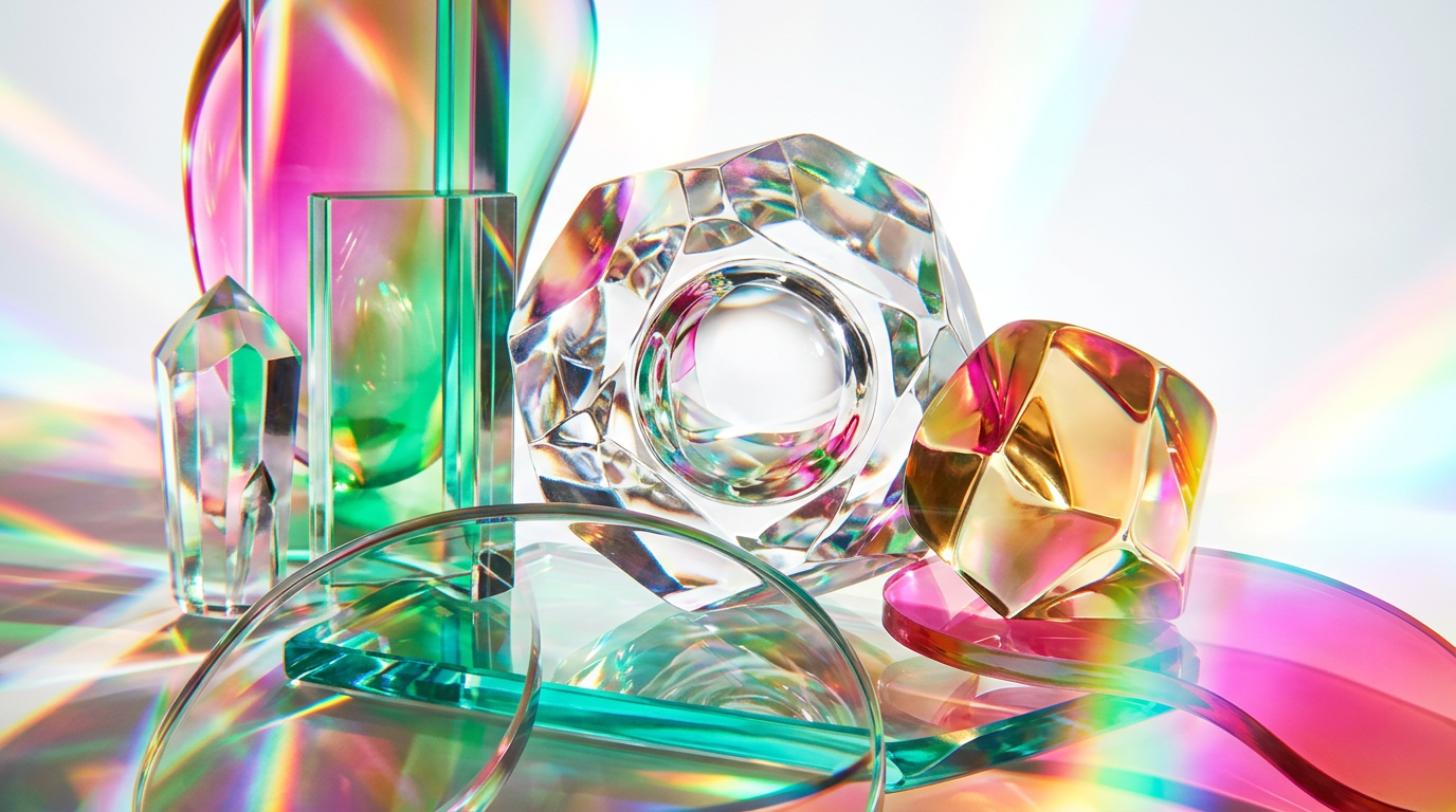 An ethereal, light-filled perfume bottle reflecting natural morning light