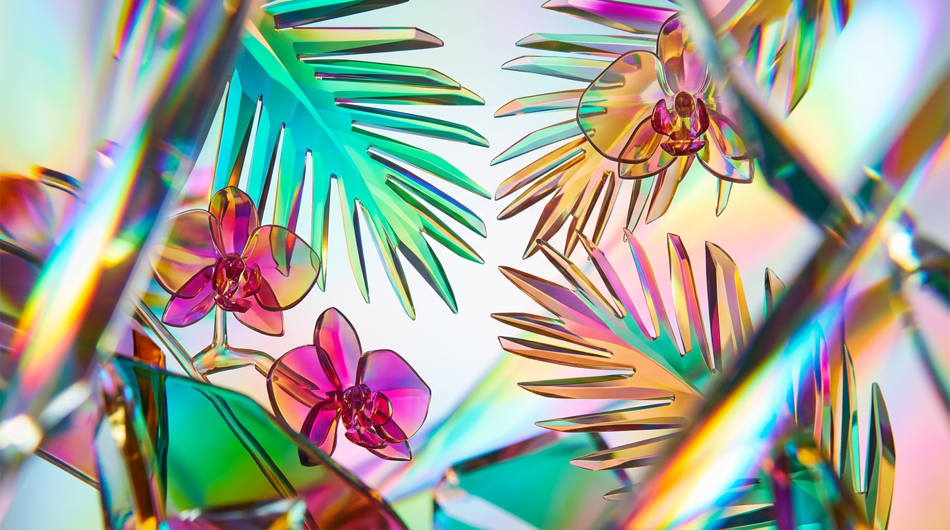 Tropical beach scene with palm trees and turquoise water representing vacation scents