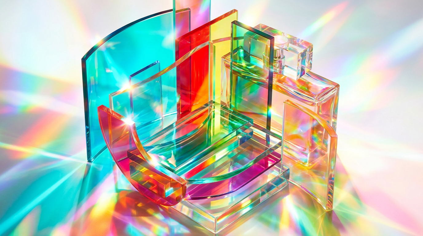 Artisanal perfume bottles on a minimalist vanity representing fragrance layering