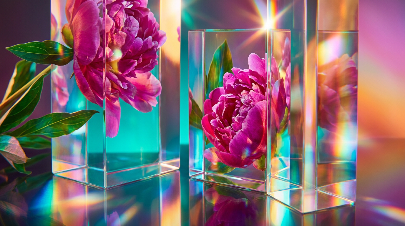A beautiful arrangement of spring flowers and perfume bottles representing a seasonal awakening