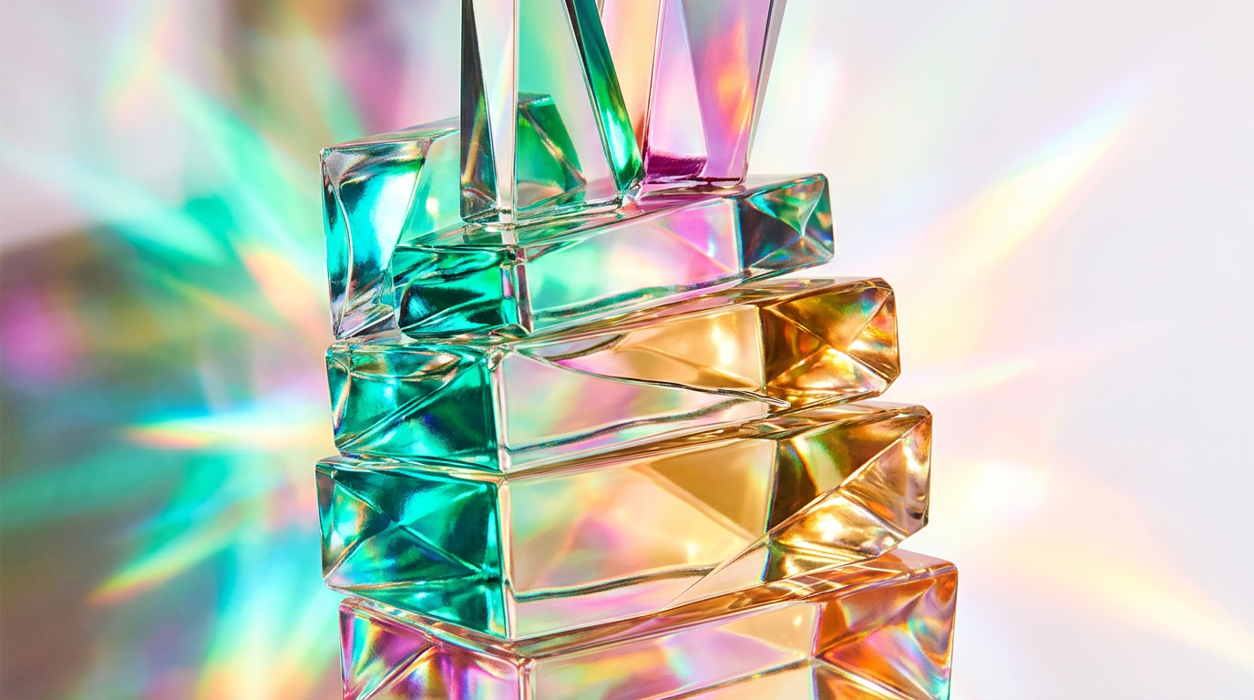 An artistic collection of unique perfume bottles in a moody, natural setting