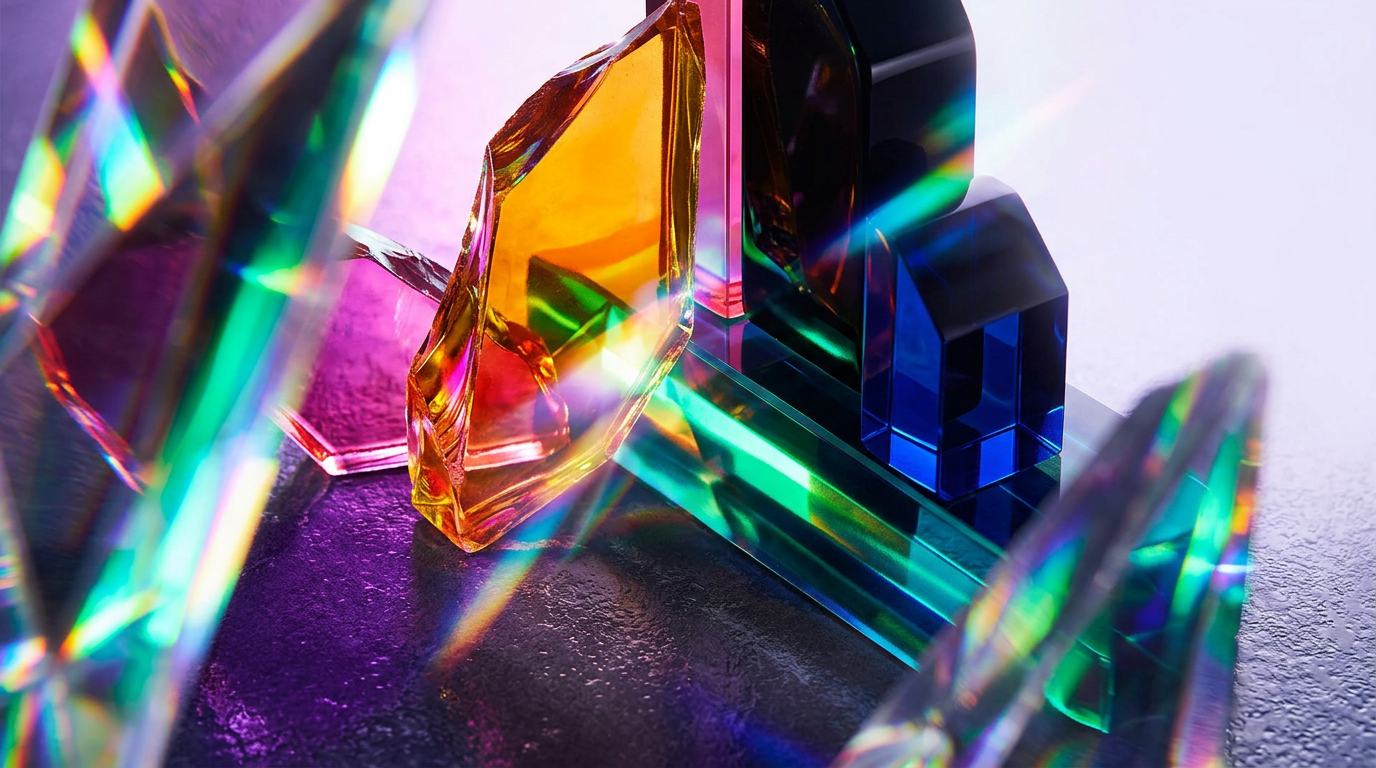 Elegant evening fragrance bottles on a dark marble surface with soft ambient lighting