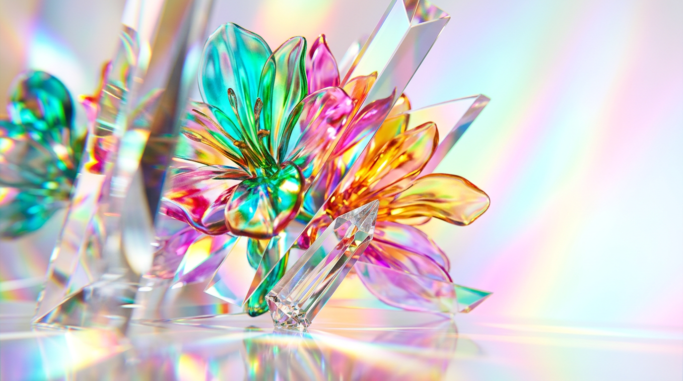 Vibrant spring flowers and artisanal perfume bottles in a sun-drenched garden