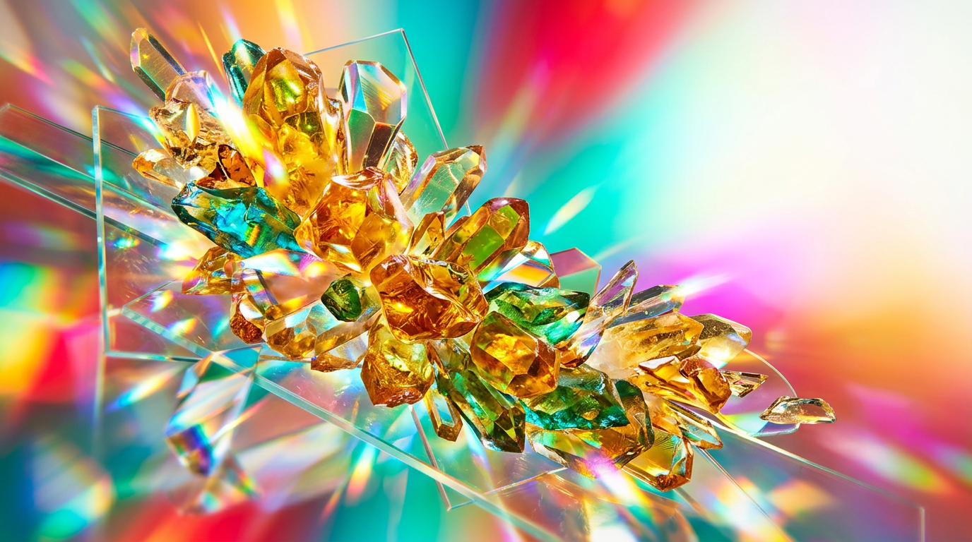 An artistic representation of fragrance molecules and amber textures