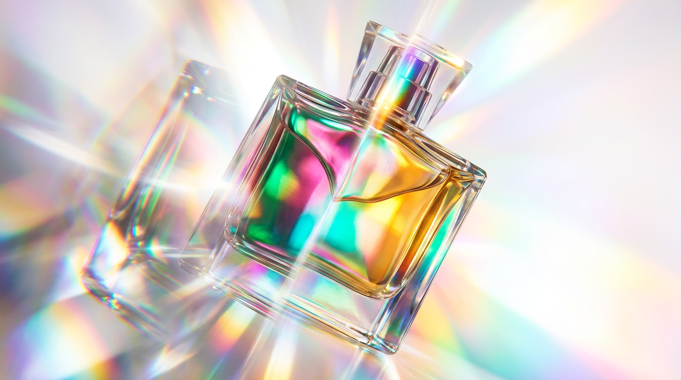 An elegant collection of gender-neutral fragrances on a clean background