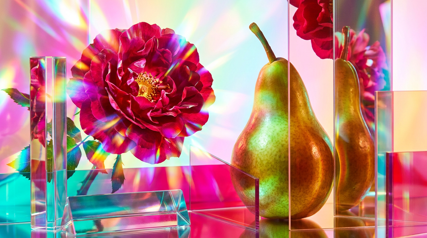 Luxury perfume bottles on a dewy floral background