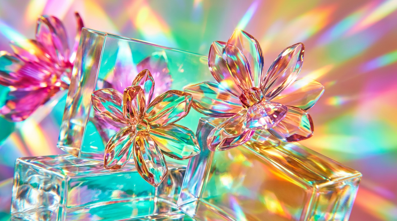 A collection of light floral perfumes on a sun-drenched vanity
