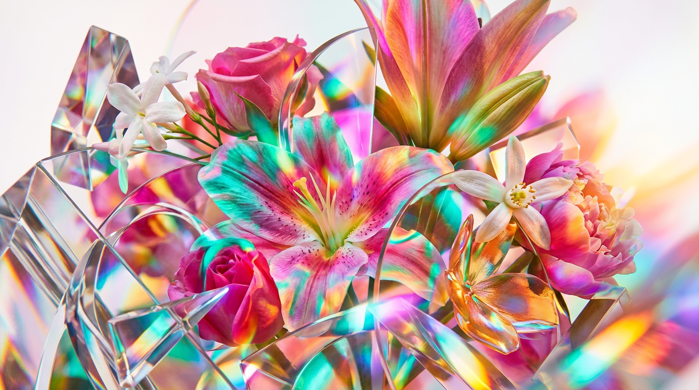 A lush garden of diverse flowers representing the floral fragrance family