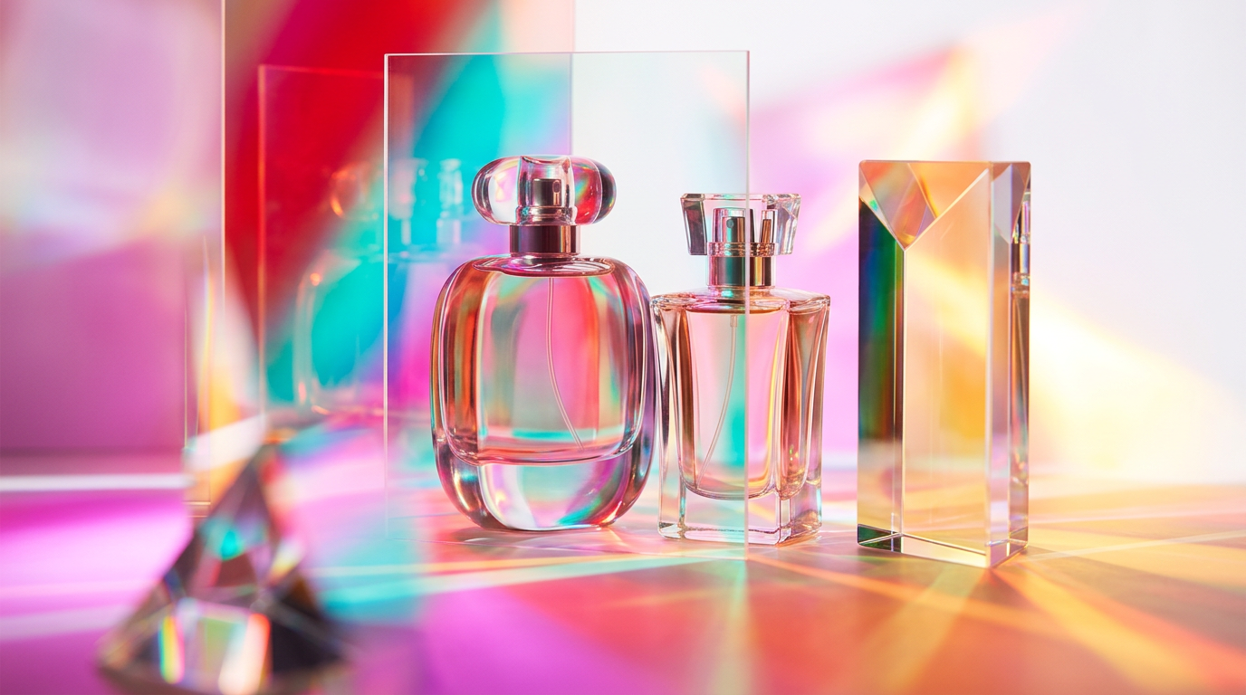 A collection of gender-fluid fragrances illustrating the concept of genderful scent