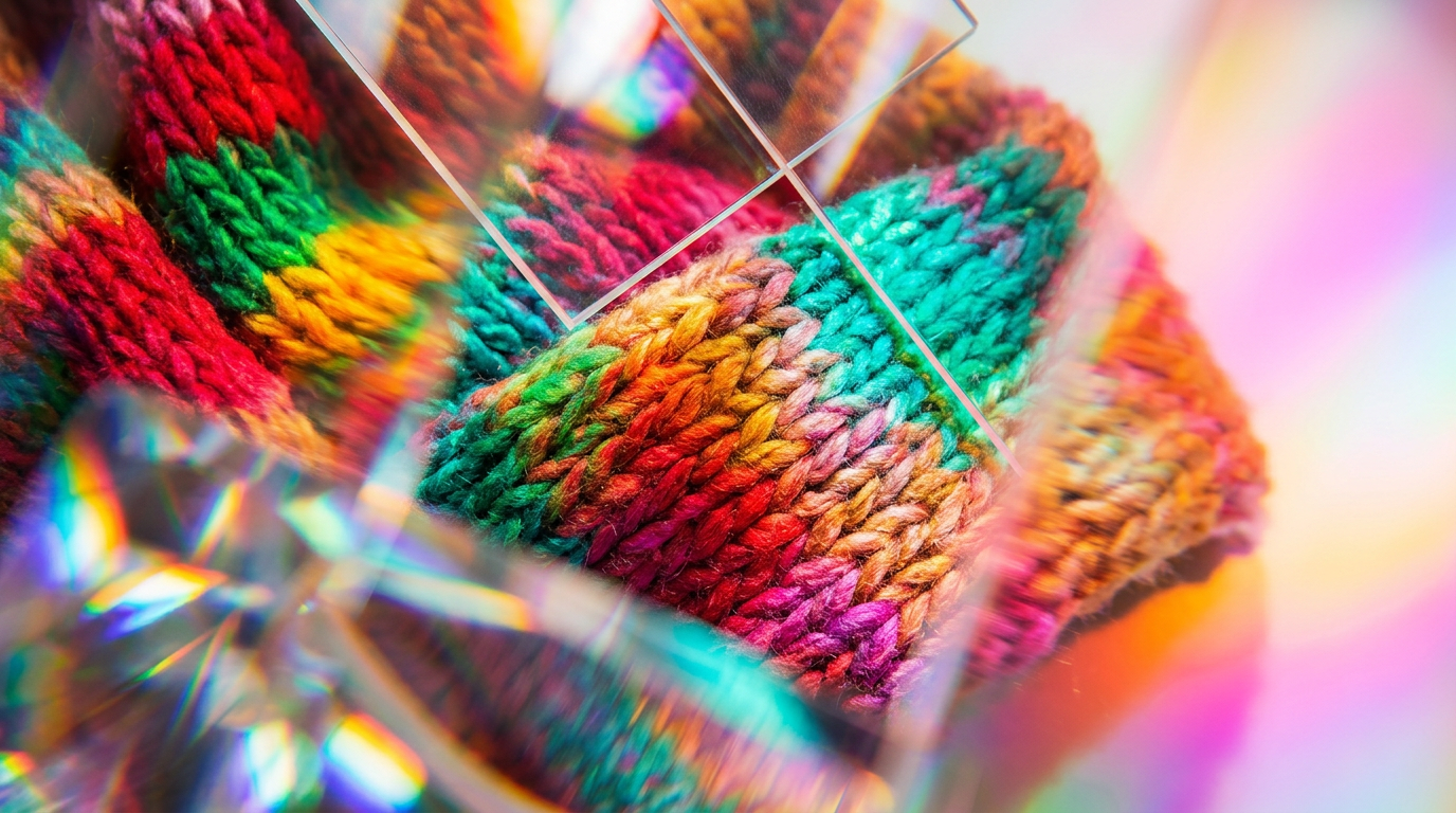 Cozy winter atmosphere with warm perfume bottles and soft knitwear