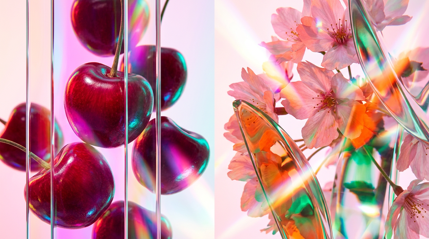 A collection of cherry-infused fragrances and fresh botanicals