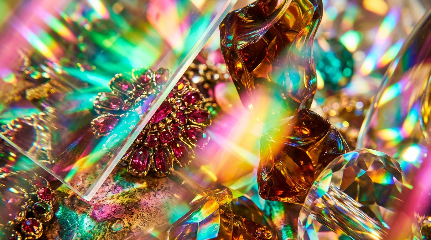 A decadent and bohemian display of perfume bottles, velvet fabrics, and dark florals