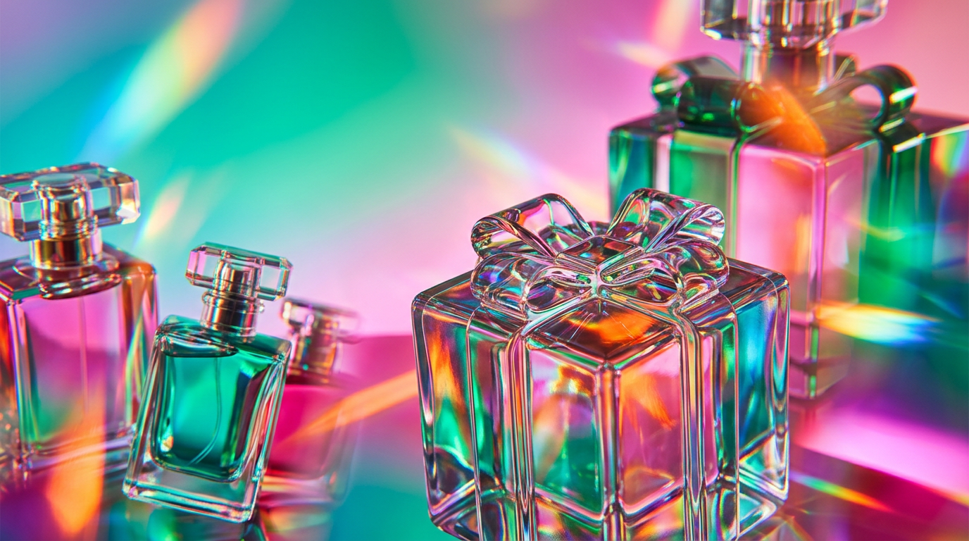 An elegant display of boutique perfume bottles on a velvet surface