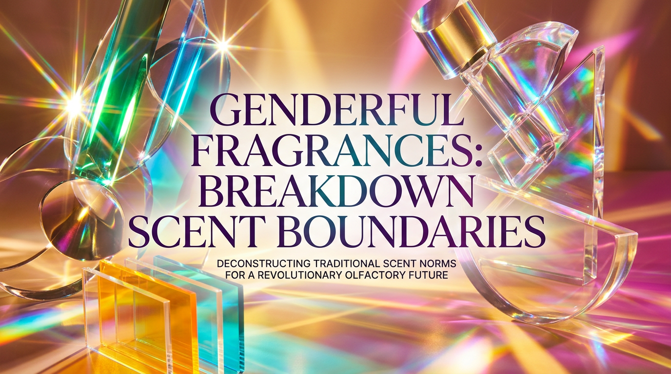 A collection of Shay and Blue Genderful fragrances displayed artistically