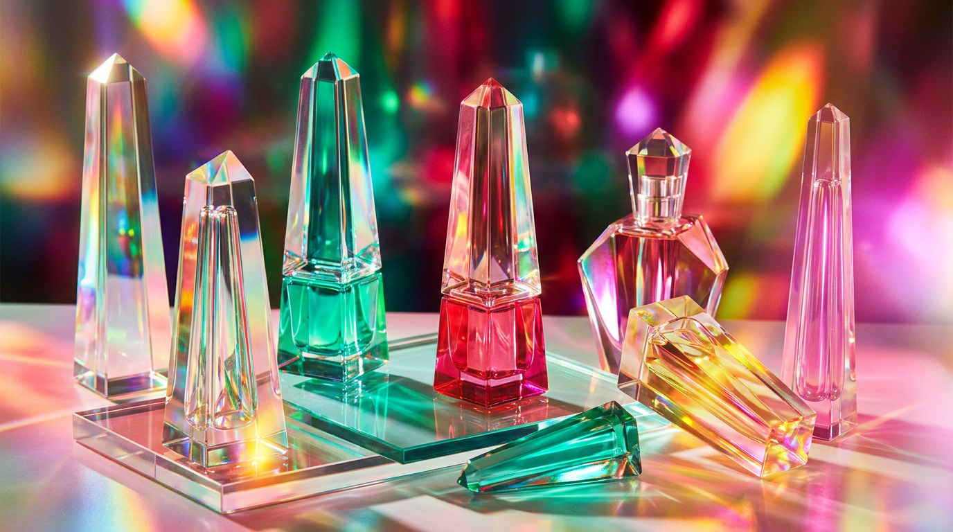 Luxury perfume bottles arranged as holiday gifts