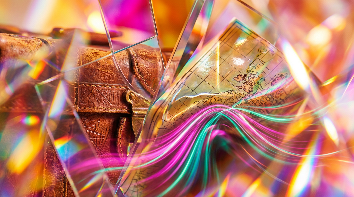 Luxury travel essentials with perfume bottles