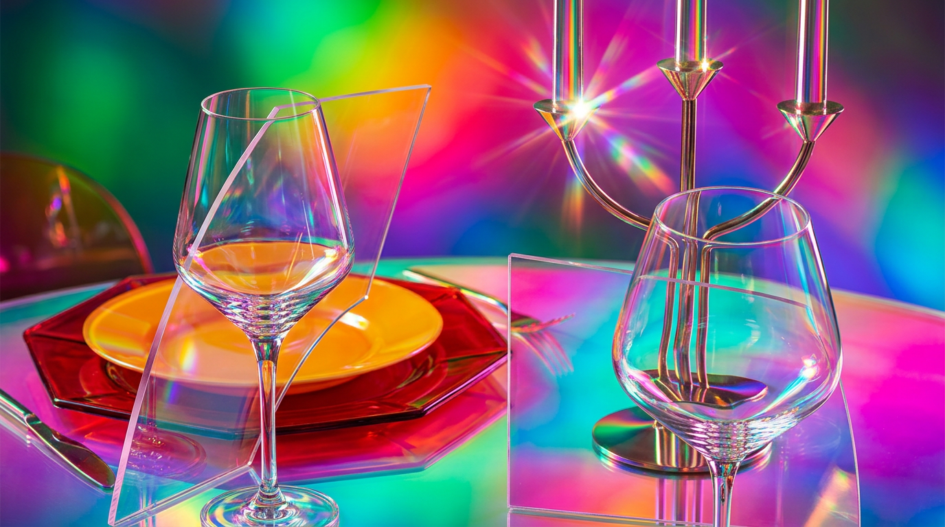 An elegant romantic dinner setting with a bottle of Shay & Blue perfume
