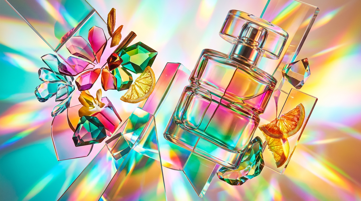 An array of boutique fragrance bottles showing artisanal craftsmanship