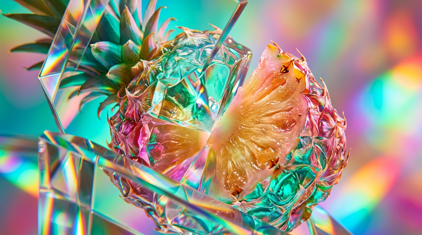 Shay & Blue Pineapple Ice Fragrance bottle resting on a sun-drenched surface