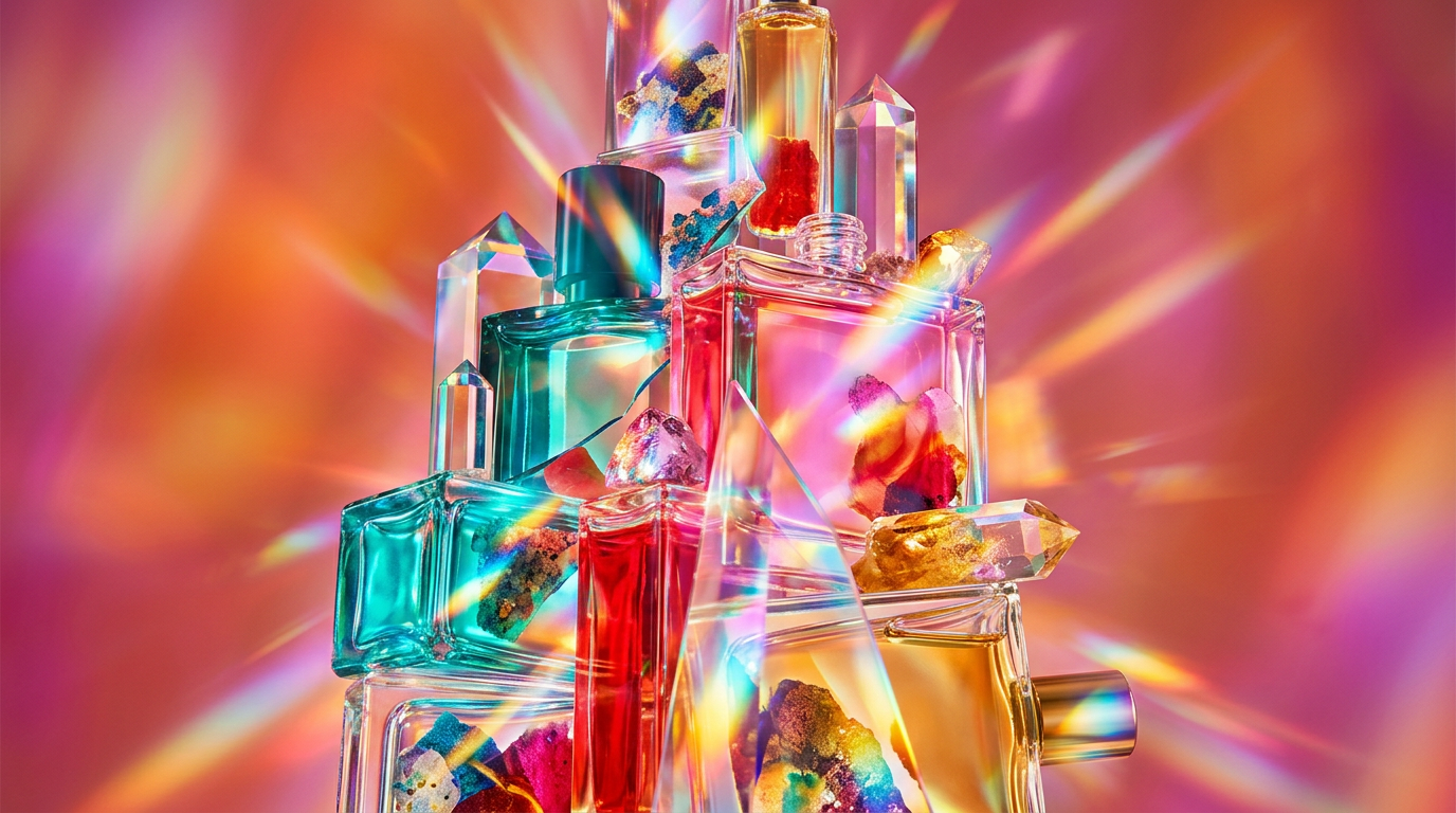 An artisanal fragrance bottle with botanical ingredients, symbolizing signature scent creation